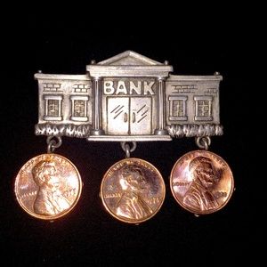 Vintage Bank Brooch with Vintage Bank Brooch